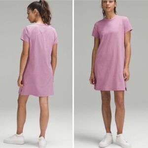 Lululemon Classic-Fit Cotton-Blend T-Shirt Dress Pull On Size 6 EUC Mauvey Pink?